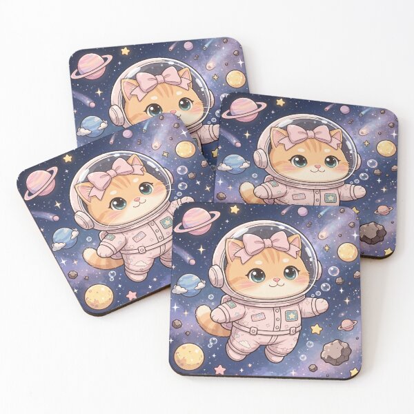Item preview, Cute Space Cat Astronaut Kawaii Art designed and sold by Moody Vibes Studio.
