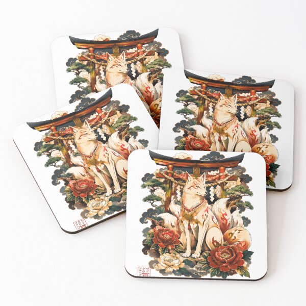 Item preview, White Kitsune at Shinto Shrine | Japanese Fox Spirit Torii Art designed and sold by kaxymax.
