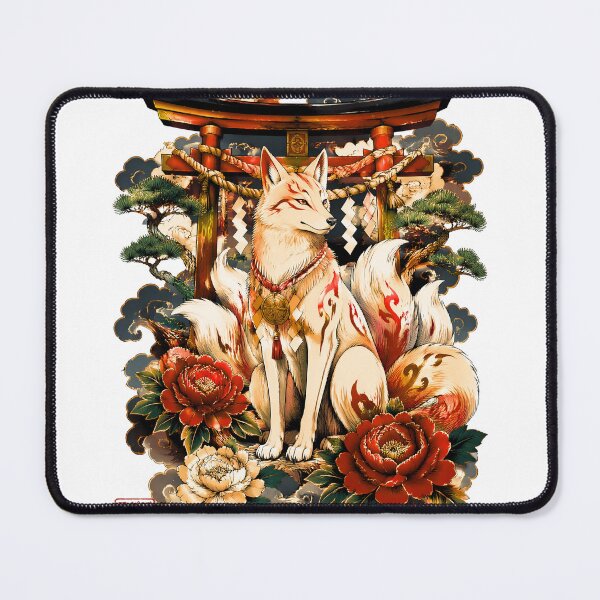 Item preview, White Kitsune at Shinto Shrine | Japanese Fox Spirit Torii Art designed and sold by kaxymax.