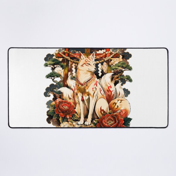 Item preview, White Kitsune at Shinto Shrine | Japanese Fox Spirit Torii Art designed and sold by kaxymax.