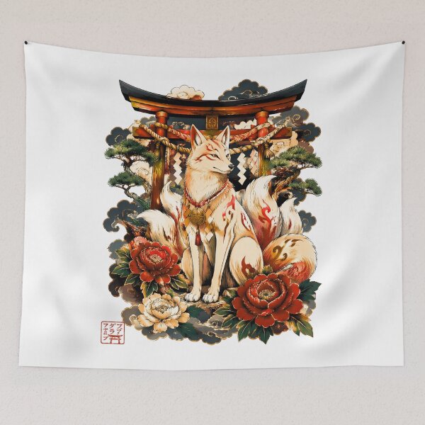 Item preview, White Kitsune at Shinto Shrine | Japanese Fox Spirit Torii Art designed and sold by kaxymax.
