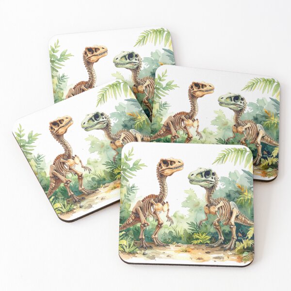 Item preview, Velociraptor skeletons in the primeval forest, dinosaur designed and sold by LiskoDesign.