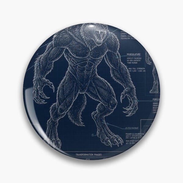 Item preview, Werewolf Blueprint Technical Halloween Shirt | Vintage Patent Diagram Design designed and sold by SunnyDesign82.