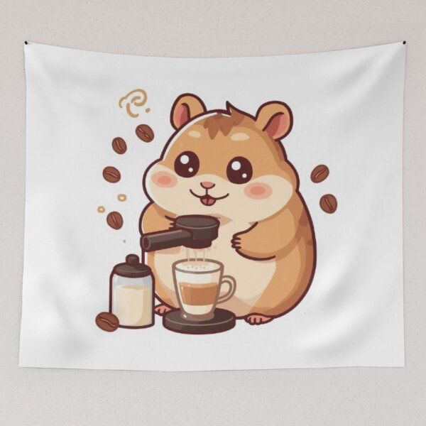 Item preview, Cute Barista Hamster Making Latte Art | Cozy Coffee Sticker designed and sold by Stylestickers55.