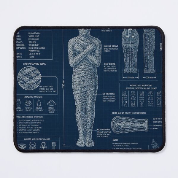 Item preview, Mummy Blueprint Technical Halloween Shirt | Vintage Patent Diagram Design designed and sold by SunnyDesign82.