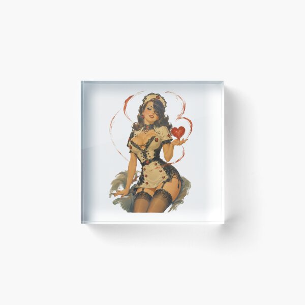 Item preview, Gothic Nurse Pin-Up | Dark Vintage Retro Glamour Illustration designed and sold by Cosplayvintage.