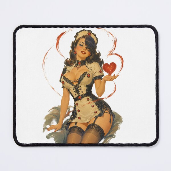 Item preview, Gothic Nurse Pin-Up | Dark Vintage Retro Glamour Illustration designed and sold by Cosplayvintage.