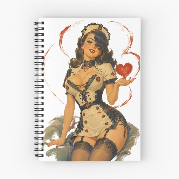 Item preview, Gothic Nurse Pin-Up | Dark Vintage Retro Glamour Illustration designed and sold by Cosplayvintage.