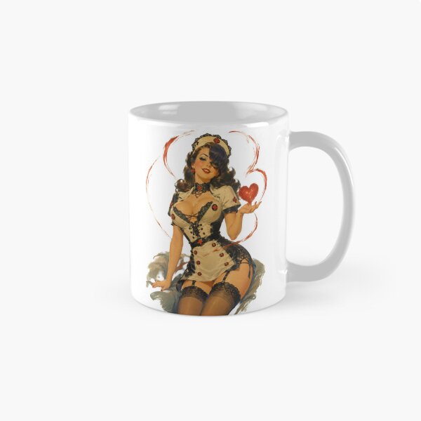 Item preview, Gothic Nurse Pin-Up | Dark Vintage Retro Glamour Illustration designed and sold by Cosplayvintage.