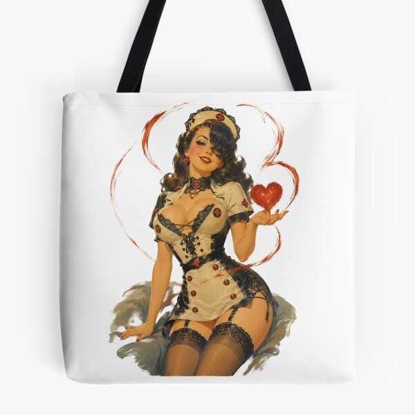 Item preview, Gothic Nurse Pin-Up | Dark Vintage Retro Glamour Illustration designed and sold by Cosplayvintage.