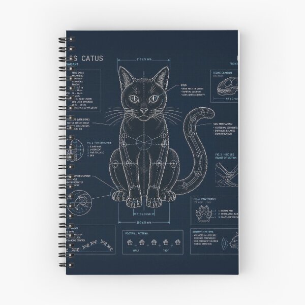 Item preview, Black Cat Blueprint Technical Halloween Shirt | Vintage Patent Diagram Design designed and sold by SunnyDesign82.