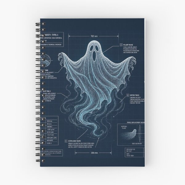 Item preview, Ghost Blueprint Technical Halloween Shirt | Vintage Patent Diagram Design designed and sold by SunnyDesign82.
