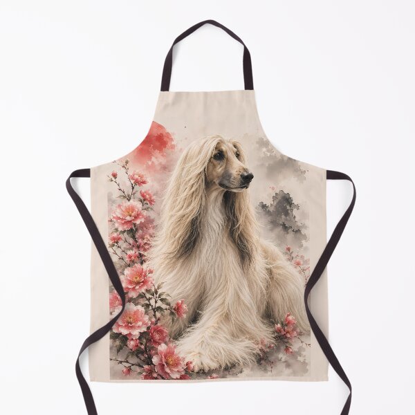 Item preview, Afghan Hound with Pink Peonies Watercolor Art | Elegant Long Hair Dog Floral Painting designed and sold by ManJiangHong.