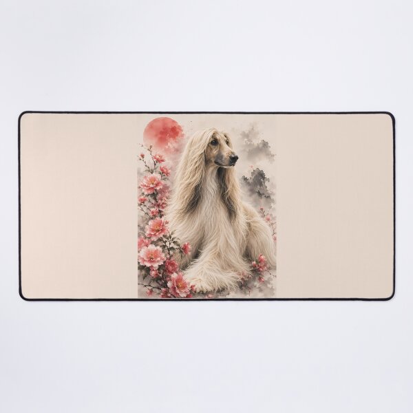 Item preview, Afghan Hound with Pink Peonies Watercolor Art | Elegant Long Hair Dog Floral Painting designed and sold by ManJiangHong.