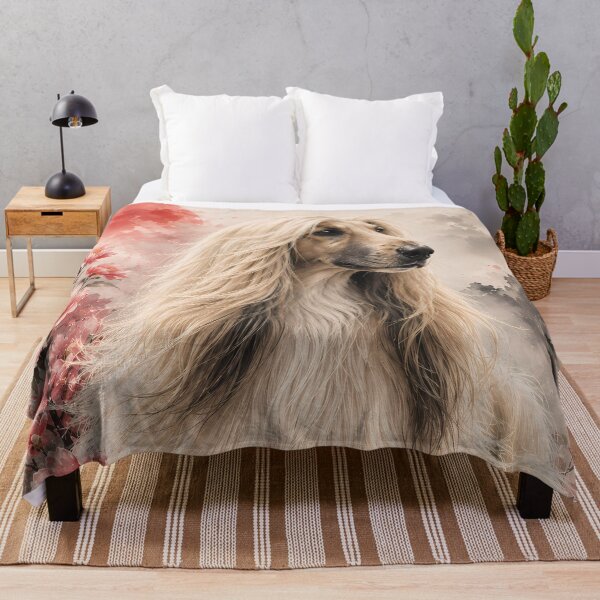 Item preview, Afghan Hound with Pink Peonies Watercolor Art | Elegant Long Hair Dog Floral Painting designed and sold by ManJiangHong.