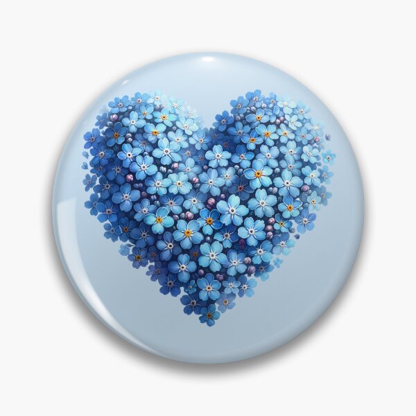 Item preview, Forget-Me-Not Floral Heart – Realistic Blue Blossom Arrangement designed and sold by EmeraldeaArt.
