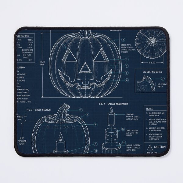 Item preview, Pumpkin Blueprint Technical Halloween Shirt | Vintage Patent Diagram Design designed and sold by SunnyDesign82.