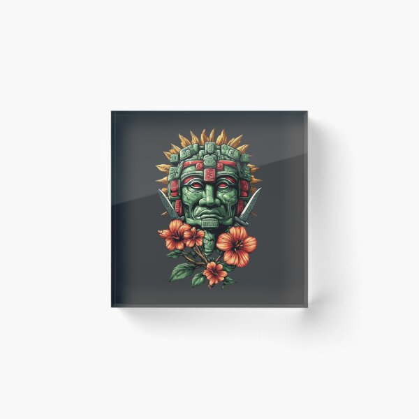 Item preview, Ancient Mayan Warrior Spirit – Sacred Jade Mask & Obsidian Blades Art designed and sold by Shift-Bloom.