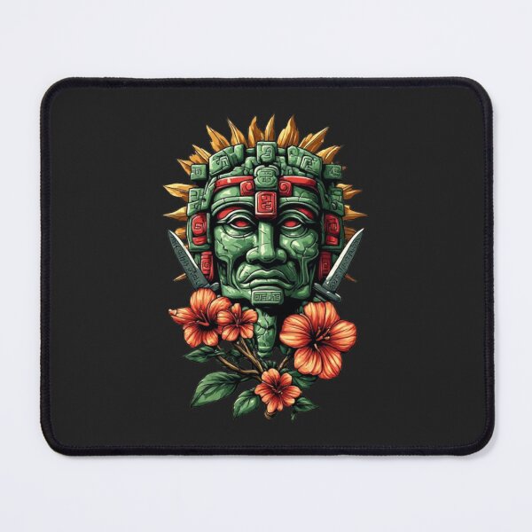 Item preview, Ancient Mayan Warrior Spirit – Sacred Jade Mask & Obsidian Blades Art designed and sold by Shift-Bloom.