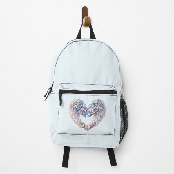 Item preview, Forget-Me-Not Heart with Angel Wings – Blue Floral Love Illustration designed and sold by EmeraldeaArt.
