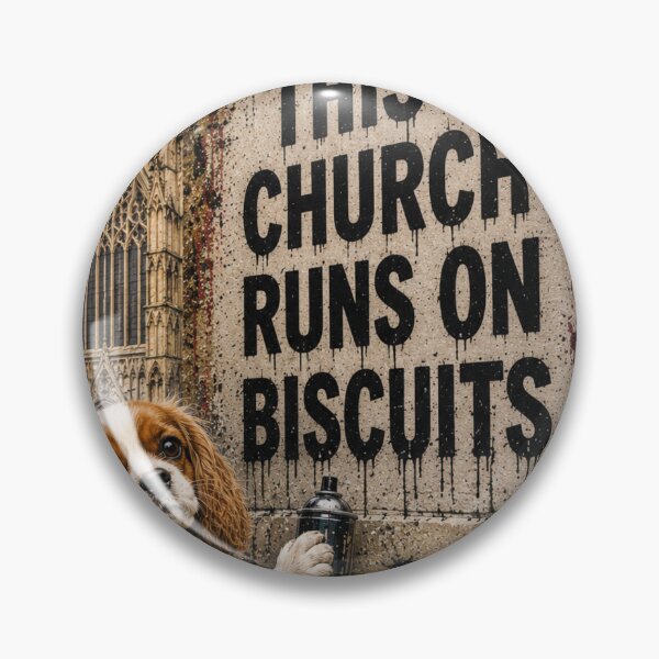 Item preview, Cavalier King Charles Spaniel Wall Art | Funny Dog Print | This Church Runs On Biscuits designed and sold by Pooch & Print Co..