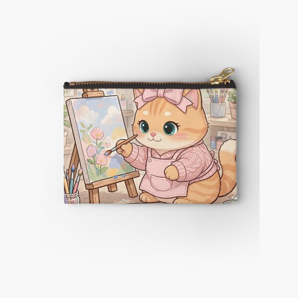 Item preview, Cute Artist Cat Painting Flowers designed and sold by Moody Vibes Studio.