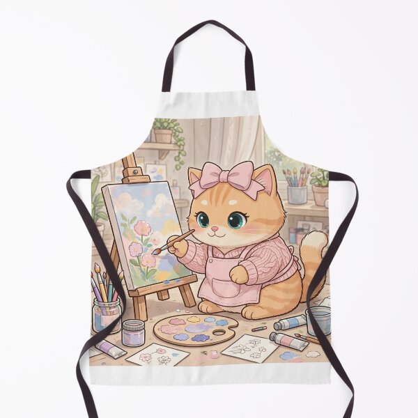 Item preview, Cute Artist Cat Painting Flowers designed and sold by Moody Vibes Studio.