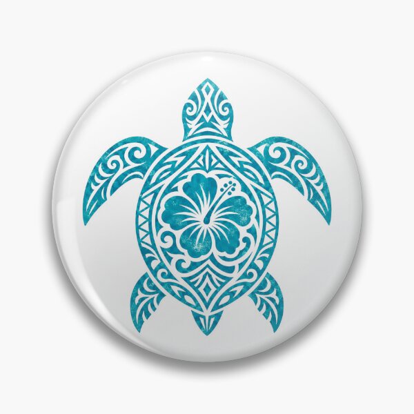 Item preview, Tribal Sea Turtle Turquoise Hibiscus designed and sold by OTSC.
