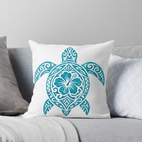 Item preview, Tribal Sea Turtle Turquoise Hibiscus designed and sold by OTSC.