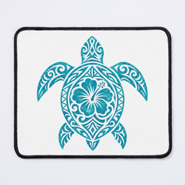 Item preview, Tribal Sea Turtle Turquoise Hibiscus designed and sold by OTSC.