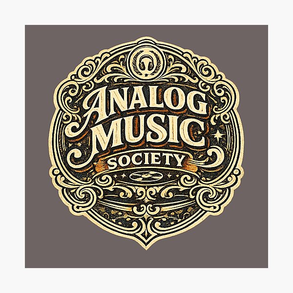 Item preview, Analog Music Society – Vintage Retro Music Club Badge designed and sold by Golden Era Studio.