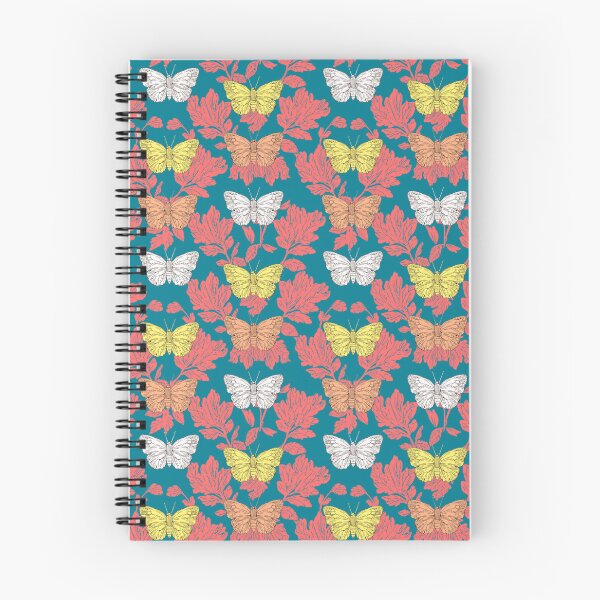 Item preview, Retro Butterfly Botanical Pattern Teal Coral designed and sold by Little Wimbly.