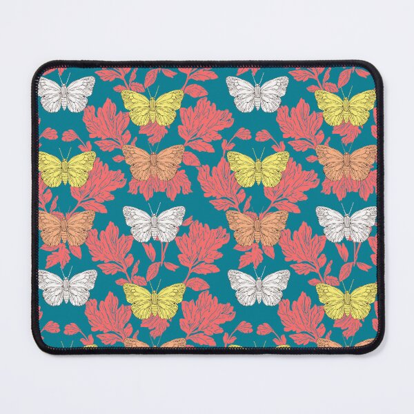 Item preview, Retro Butterfly Botanical Pattern Teal Coral designed and sold by Little Wimbly.