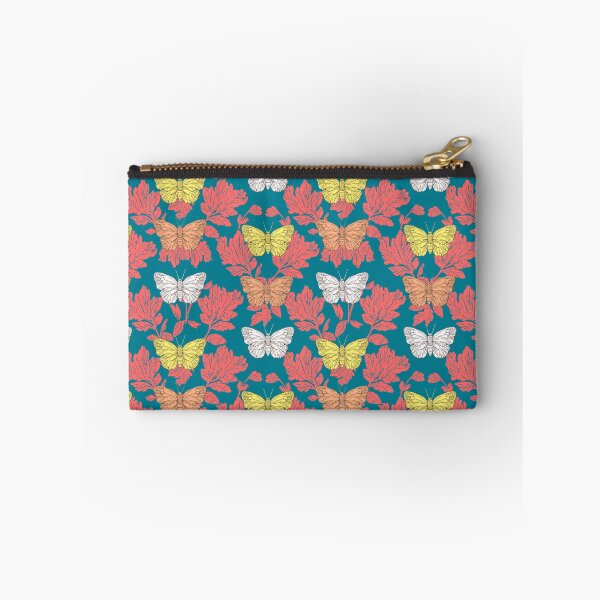 Item preview, Retro Butterfly Botanical Pattern Teal Coral designed and sold by Little Wimbly.
