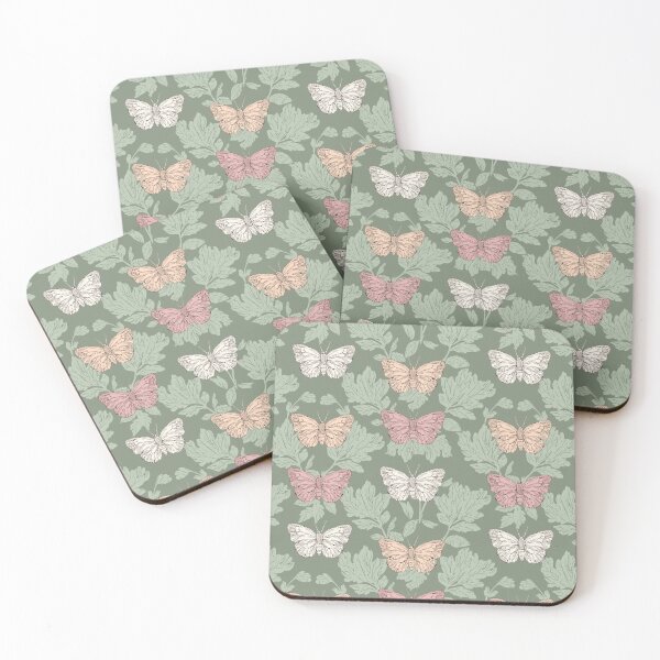 Item preview, Vintage Butterfly Botanical Pattern Sage Green designed and sold by Little Wimbly.