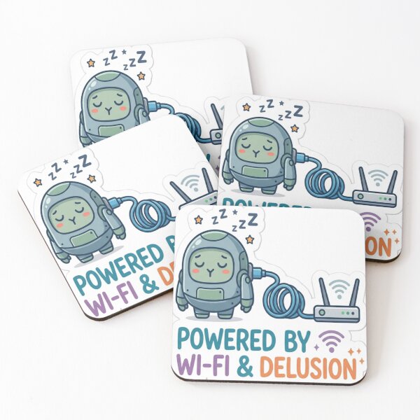 Item preview, Powered by Wi-Fi & Delusion Funny Tech Sticker | Cute Sleeping Robot Meme | Geek Humor Vinyl Sticker  designed and sold by AdityaShop18.