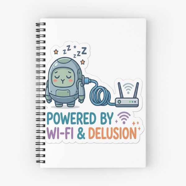 Item preview, Powered by Wi-Fi & Delusion Funny Tech Sticker | Cute Sleeping Robot Meme | Geek Humor Vinyl Sticker  designed and sold by AdityaShop18.