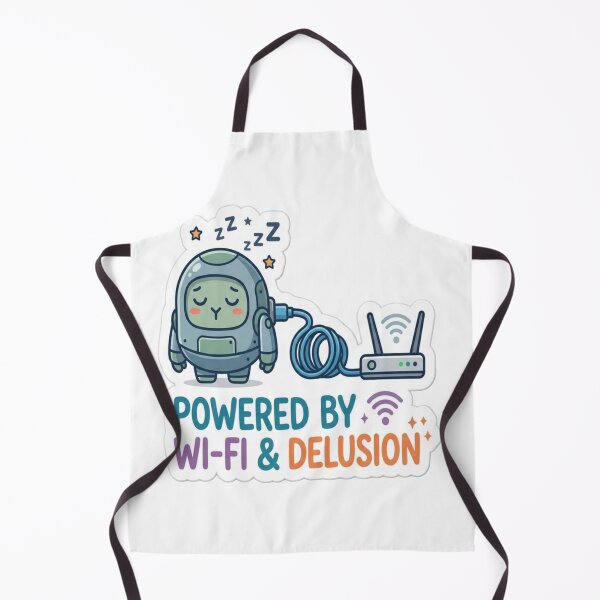 Item preview, Powered by Wi-Fi & Delusion Funny Tech Sticker | Cute Sleeping Robot Meme | Geek Humor Vinyl Sticker designed and sold by AdityaShop18.