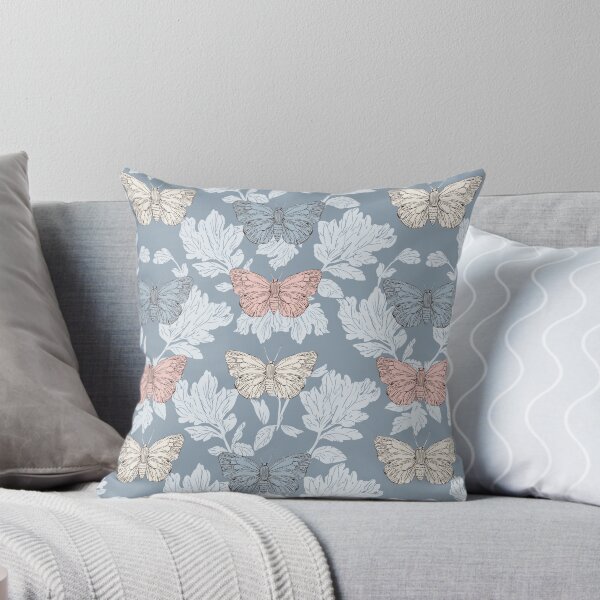 Item preview, Vintage Butterfly Botanical Pattern Dusty Blue designed and sold by Little Wimbly.