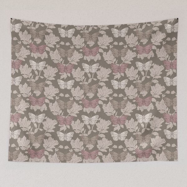 Item preview, Vintage Butterfly Botanical Pattern Taupe designed and sold by Little Wimbly.