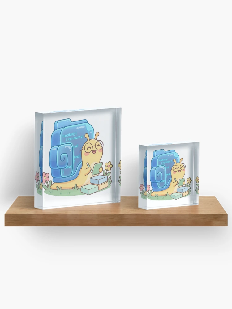 Thumbnail 3 of 5, Acrylic Block, Cute Snail Python Developer Slow Code Tech designed and sold by cute stuff too.