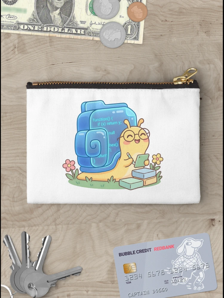 Thumbnail 3 of 4, Zipper Pouch, Cute Snail Python Developer Slow Code Tech designed and sold by cute stuff too.