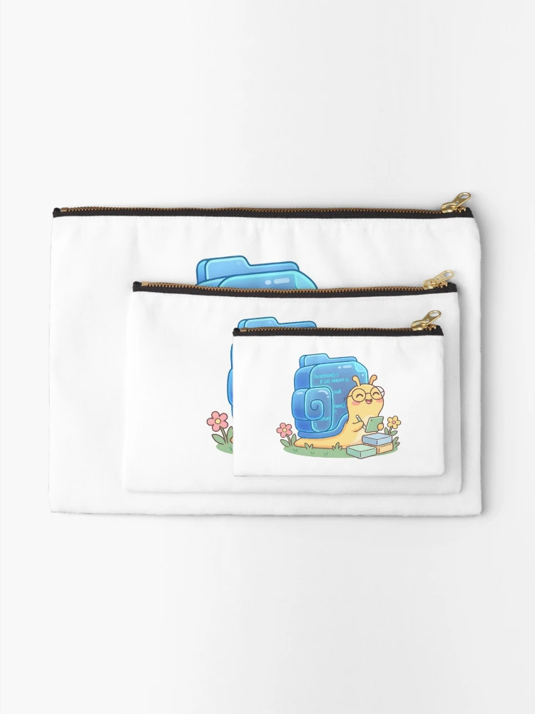 Thumbnail 2 of 4, Zipper Pouch, Cute Snail Python Developer Slow Code Tech designed and sold by cute stuff too.
