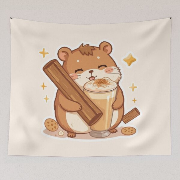 Item preview, Adorable Cinnamon Lover Hamster | Cozy Café Kawaii Sticker designed and sold by Stylestickers55.