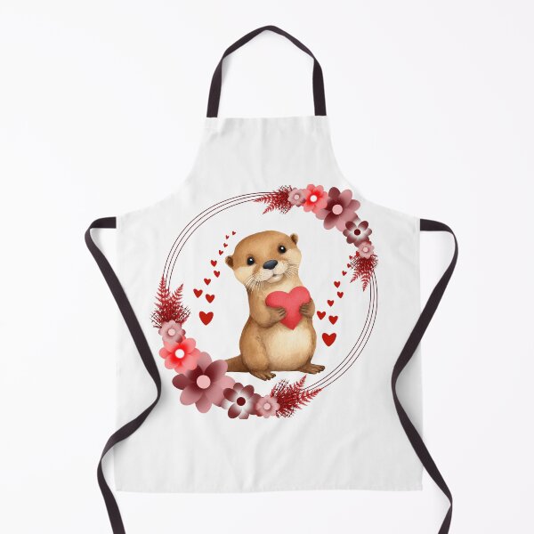 Artikelvorschau, Niedlicher Otter mit rotem Herz und Blumenkranz entworfen und verkauft von DidiDesignShop.