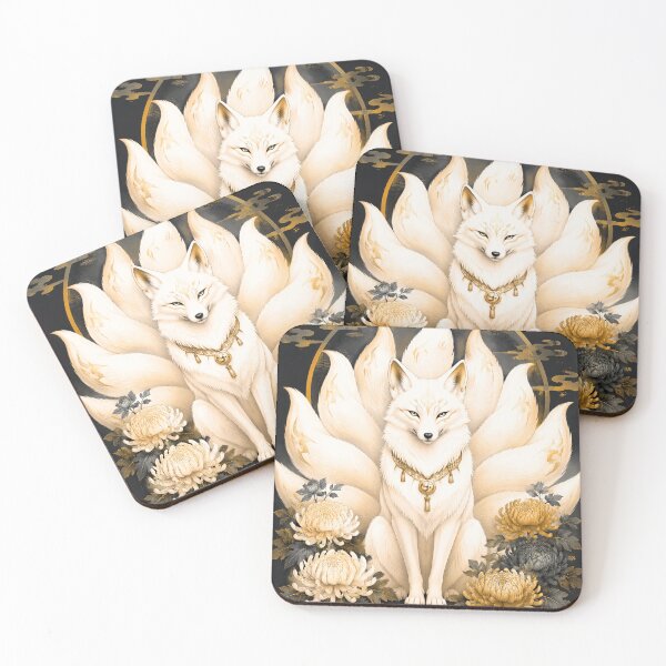 Item preview, White Nine-Tailed Kitsune | Japanese Fox Spirit Mythology Art designed and sold by kaxymax.