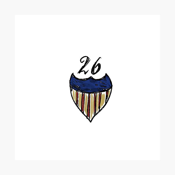 Item preview, Minimalist Distressed Racing Shield Crest Number 26 Typography Emblem T-Shirt designed and sold by CenaPrincoto.