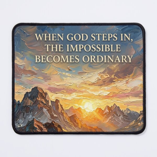 Item preview, When God Steps In – The Impossible Becomes Ordinary – Sunrise Mountain Impasto Art designed and sold by The Digital Compass.
