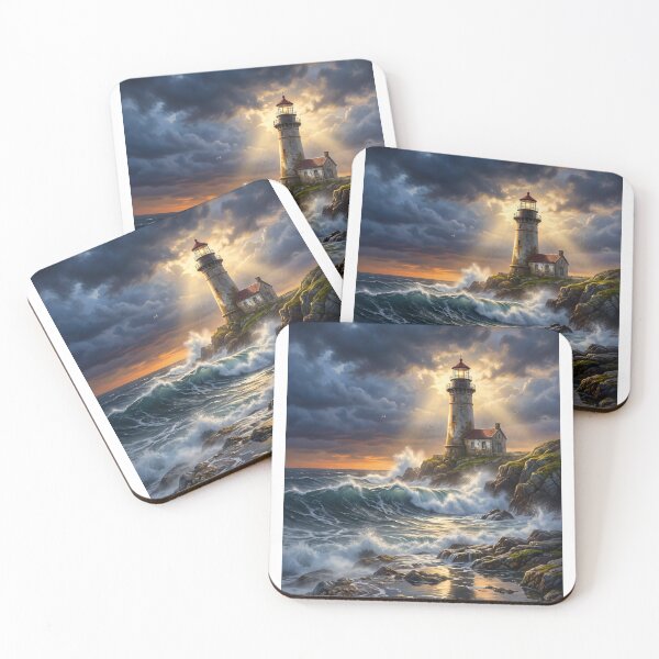 Item preview, The Lighthouse That Never Sleeps | Dramatic Coastal Lighthouse Premium Nature Illustration | Ocean Wall Art | Maritime T-Shirt Design designed and sold by SAJ Design Studio.
