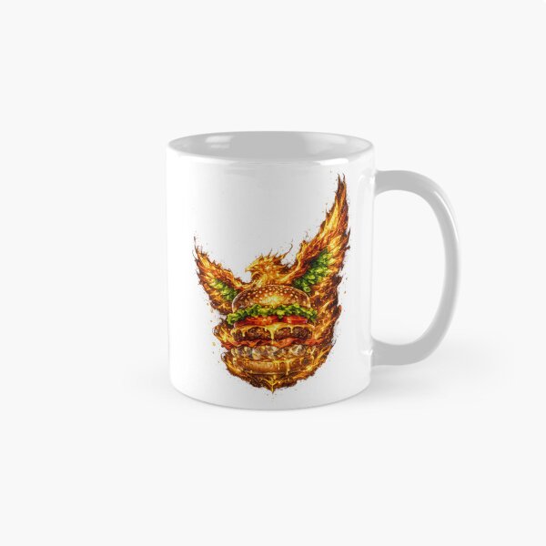 Item preview, Fiery Angel Wings Burger: Phoenix Fire Cheeseburger Dramatic Wings Art designed and sold by irfanshikh.